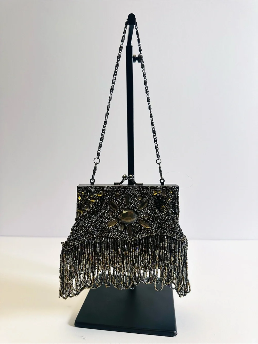 Olive green Mary Frances INSPIRED Mini Kiss Lock Beaded Evening Bag NWOT
